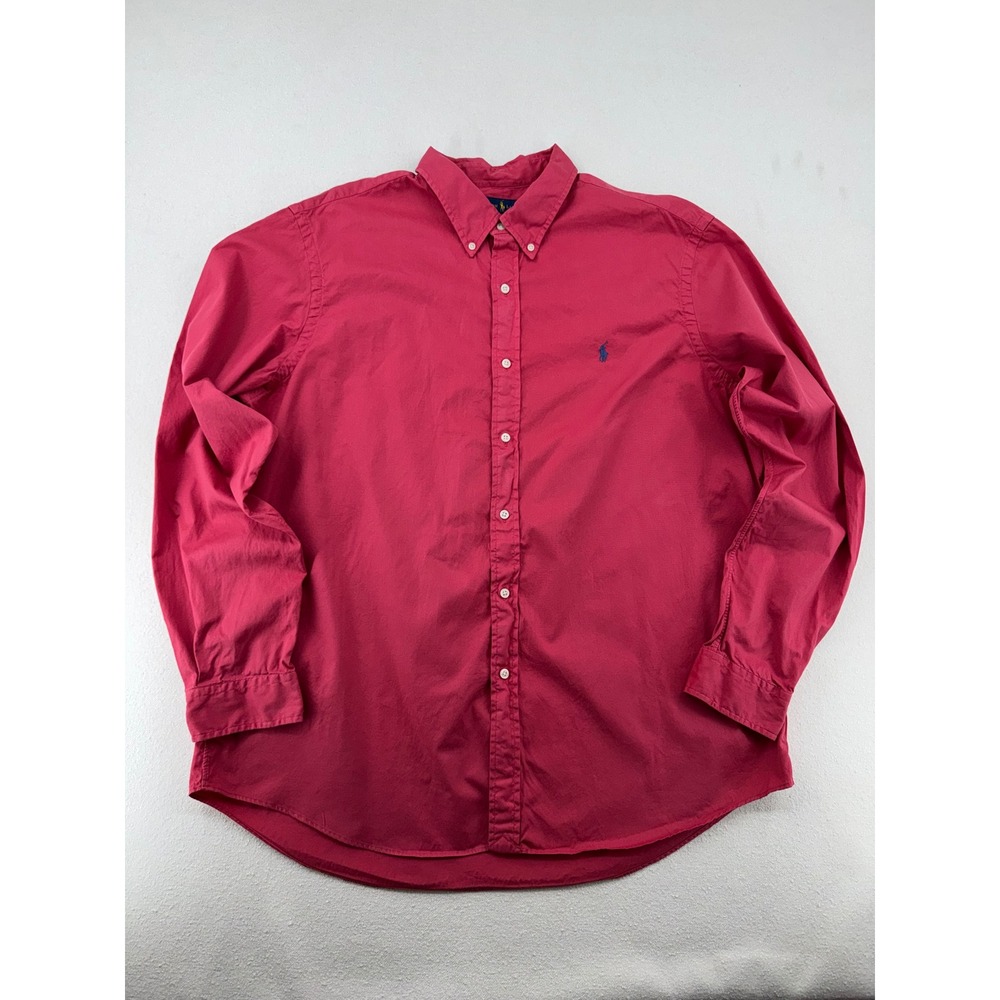 Ralph Lauren Mens 2XL Classic Fit Button Down Pony Shirt Salmon Long Sleeve